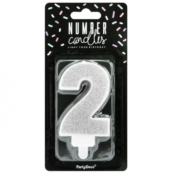 Number Candle - 2 - Silver